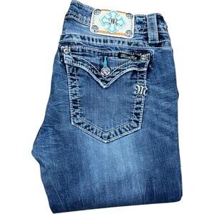 Miss Me Y2K Vintage Signature Cuffed Skinny Turquoise Jeans